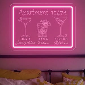 パーソナライズされたルームメイトドリンクネオンサイン| バーカートの装飾| トレンディな大学アパートの寮のアート| カクテル、エスプレッソの装飾| アパートの壁の装飾