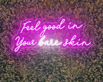 Feel Good In Your Bare Skin Neon Sign, Spa Wall Decor, Esthetician Decor, Beauty Salon Sign, SkinCare Facial Room Wall Decor
