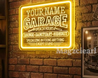 Personalized Garage Bar LED Neon Sign: Home Bar Decor, Garage Wall Art, Christmas Gift