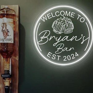 Personalized Bar Neon Sign, Open Bar Neon Sign, Home Bar, Man Cave Sign, Personalized Christmas Gifts For Him, Light Up Bar Sign For Husband