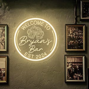Personalized Bar Neon Sign, Open Bar Neon Sign, Home Bar, Man Cave Sign, Personalized Fathers Gifts For Him, Light Up Bar Sign For Husband
