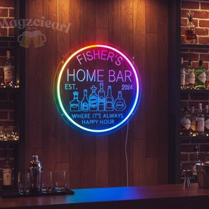 Custom Color Changing Bar Neon Sign: RGB Dimmable LED Light