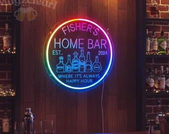 Placa de neon com barra de mudança de cor personalizada: luz LED RGB regulável