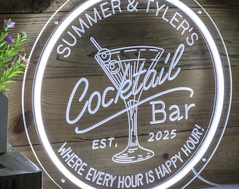 Personalized Cocktail Bar LED Neon Sign: Home Bar Decor