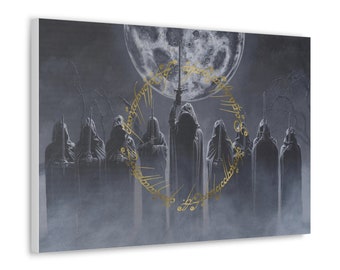 The Witchking gathers the Nine Nazgul. The One Ring inscription. The Nazgul Assemble Canvas Print Wrap. Canvas Gallery Wraps