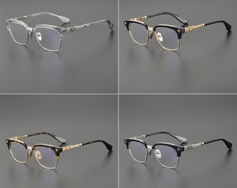 CH gafas montura negra lisa placa de gafas retro montura de gafas anti-luz azul para hombres y mujeres adecuadas para él adecuadas para ella