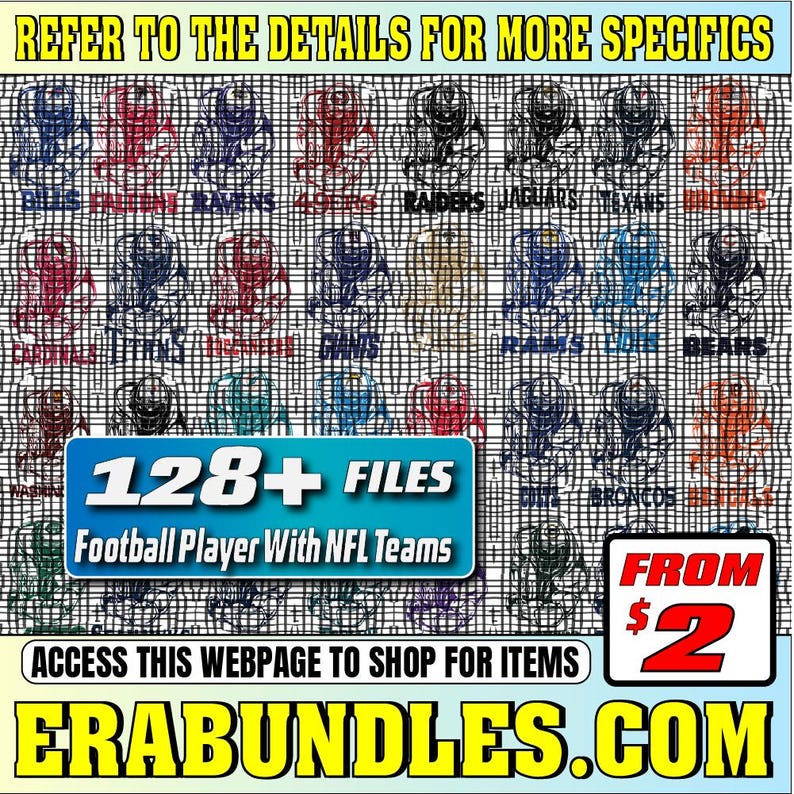 128 Files Football Player With All Football Teams Bundle Svg, Football ...