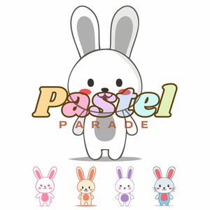 Bunny Clipart Bundle, 5 PNG 5 PDF, Transparent Rabbit Illustration, Sticker, Shirt, Mug, Stationery Craft Merch, Personal & Commercial Use
