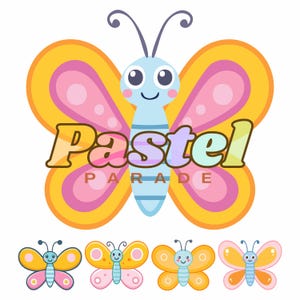 Butterfly Clipart Bundle, 5 PNG 5 PDF, Transparent Illustration, Sticker, Shirt, Mug, Stationery Craft Merch, Personal & Commercial Use