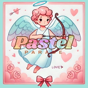 Valentines Angel PNG, Cute Cherub Decor PDF, Chibi Cupid Clipart, POD Stickers Merch, Transparent Background, Personal & Commercial Use