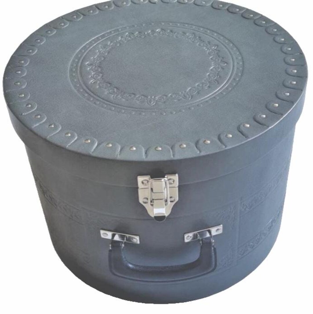 Gray Round Storage Box, Shtreimel Box With Handle and Lid - Etsy