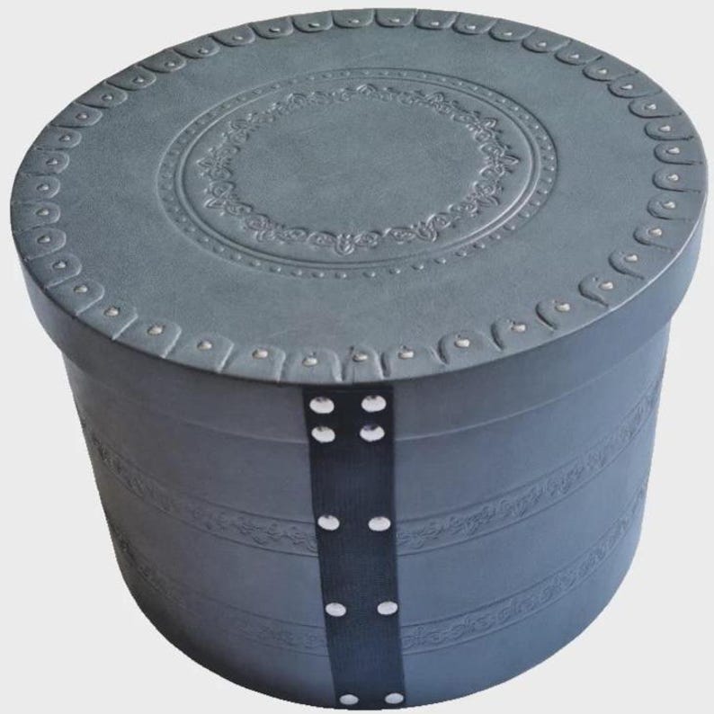 Gray Round Storage Box, Shtreimel Box With Handle and Lid - Etsy