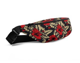 Hawaiian Print Fanny Pack Crossbody Bags Unisex Men and Women Trendy Sling Bag  Vacation Essentials Bumbag Handbags Belt Bag Travel Backpack