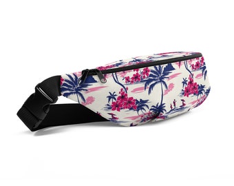 Hawaiian Print Fanny Pack Crossbody Bags Unisex Men and Women Trendy Sling Bag  Vacation Essentials Bumbag Handbags Belt Bag Travel Backpack