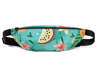 Hawaiian Print Fanny Pack Crossbody Bags Unisex Men and Women Trendy Sling Bag  Vacation Essentials Bumbag Handbags Belt Bag Travel Backpack