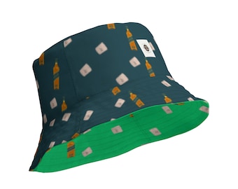 St. Patricks Day reversible bucket hat, custom print St. Patty hat, whiskey enthusiast, irish pub cap, matching
