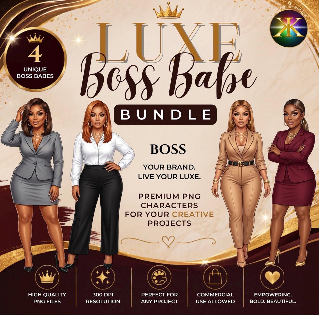 Luxe Boss Babe PNG Bundle | Black Girl Entrepreneur Graphics (digital ...