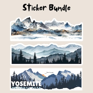 Mountain Sticker Bundle, Waterproof Gifts, water bottle sticker, laptop decal, bumper, outdoor lover gifts, Infinity Sticker, National park