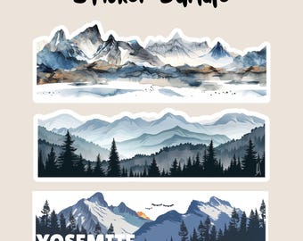 Mountain Sticker Bundle: Waterproof Laptop Decals