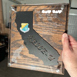 Custom State Military going away gift, state base military going away gift, farewell gift, promotion gift, retirement gift