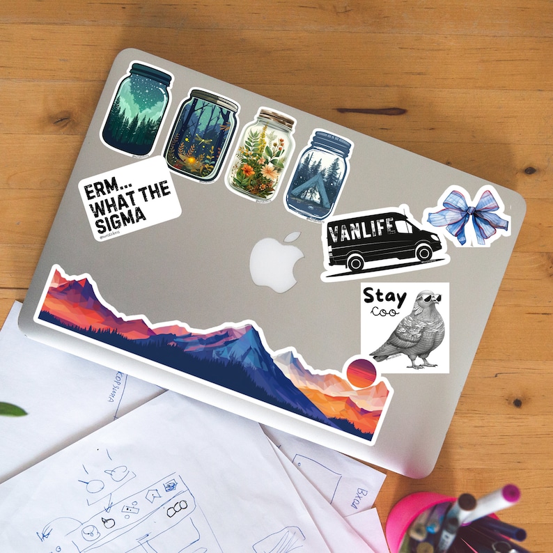 Sunset Mountain Sticker: Waterproof Laptop Decal - Etsy UK