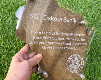 State Shape Plaque: Customizable Military Going Away Plaque, Military going away gift, farewell gift, promotion gift, retirement gift