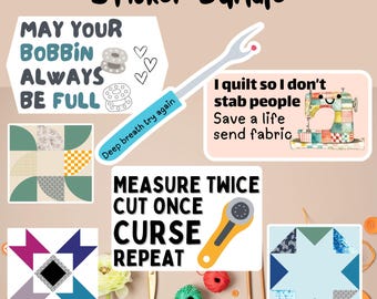 Quilting Sticker Set, Funny Sewing Decals, Waterproof Vinyl Stickers