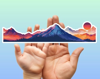 Sunset Mountain Sticker: Waterproof Laptop Decal