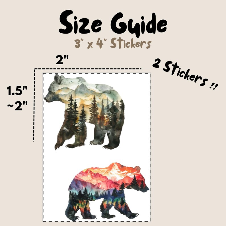 Bear Double Exposure Sticker: Waterproof Vinyl Decal - Etsy