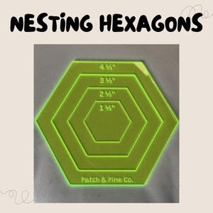 Nesting Hexagon Acrylic Templates: Quilting & Leatherwork, Set of 4
