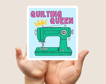 Quilting Queen Waterproof Vinyl Sticker, Sewing Art Decal