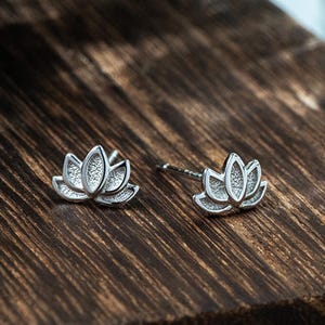 Handmade Sterling Silver Lotus Earrings: Delicate Floral Jewelry