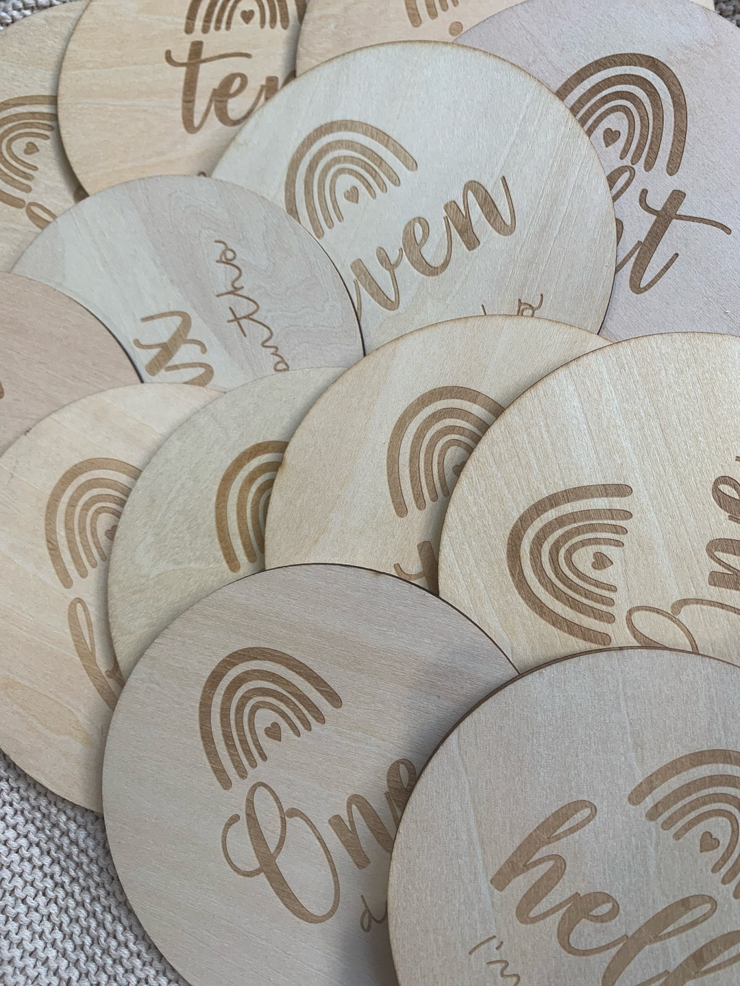 Engraved Wooden Rainbow Baby Milestone Disks, Boho Photo Props - Etsy ...