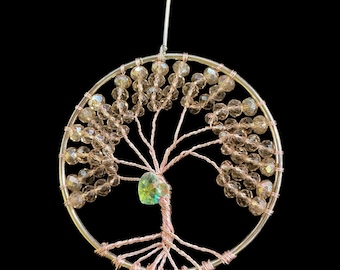 Atrapasol de cristal del Árbol de la Vida Dorado