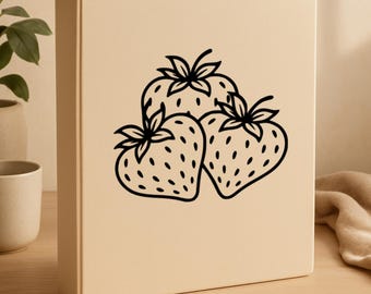 Strawberry Sticker Vinyl Decal – Cute Fruit Laptop Sticker, Waterproof Tumbler Decal, Retro Kitchen Canister Decor, Berry Aesthetic Vibe