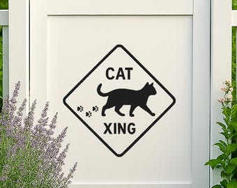 Cat Crossing Vinyl Decal – Cute Paw Print Kitty Sign for Car, Window, or Door – Multiple Sizes & Colors – Cat Lover Gift Sticker Cat Mom/Dad
