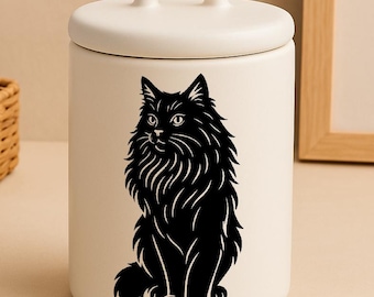 Long Hair Cat Vinyl Decal – Fluffy Cat Sticker for Car, Laptop, Tumbler – Cute Feline Silhouette – Gift for Cat Lovers and Fur Baby Parents