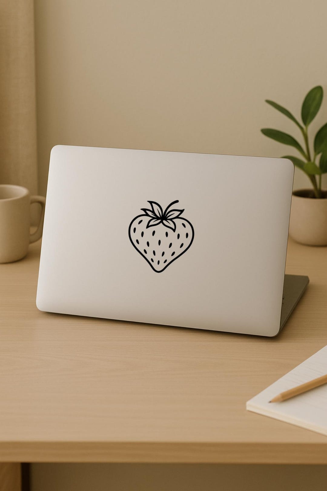 Strawberry Vinyl Decal – Cute Fruit Sticker for Car Window, Laptop ...