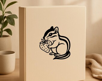 Cute Chipmunk eating a Strawberry Sticker/Vinyl Decal – Animal Sticker for Tumblers, Cars, Laptops, Nature-Inspired Vinyl Art