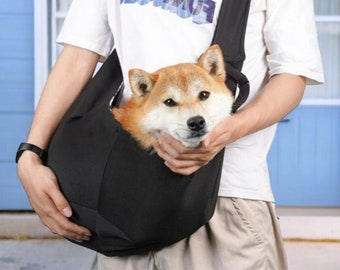 Dog Sling Carrier, Black Pet Sling Carrier, Large Dog, Small Dog Sling Carrier, Adjustable, Crossbody Pet Bag, Soft Cotton Pet Sling