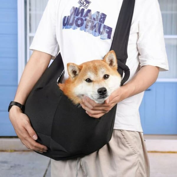 Hundetragetasche, schwarze Haustiertragetasche, großer Hund, kleine Hundetragetasche, verstellbar, Umhängetasche für Haustiere, weiche Baumwoll-Haustiertragetasche