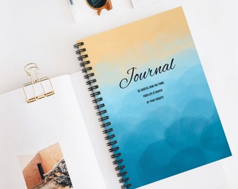 Journal Brown Blue For Your Thoughts Gift Spiral Notebook - Ruled Line