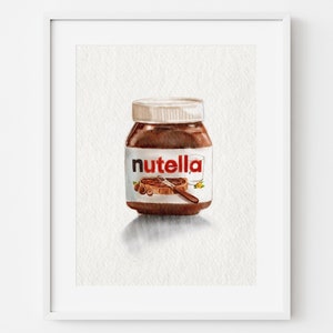 Nutella Illustration Print, Chocolate Spread, Hand Drawn, Foodie Gift, Kitchen Art Print, Housewarming Gift