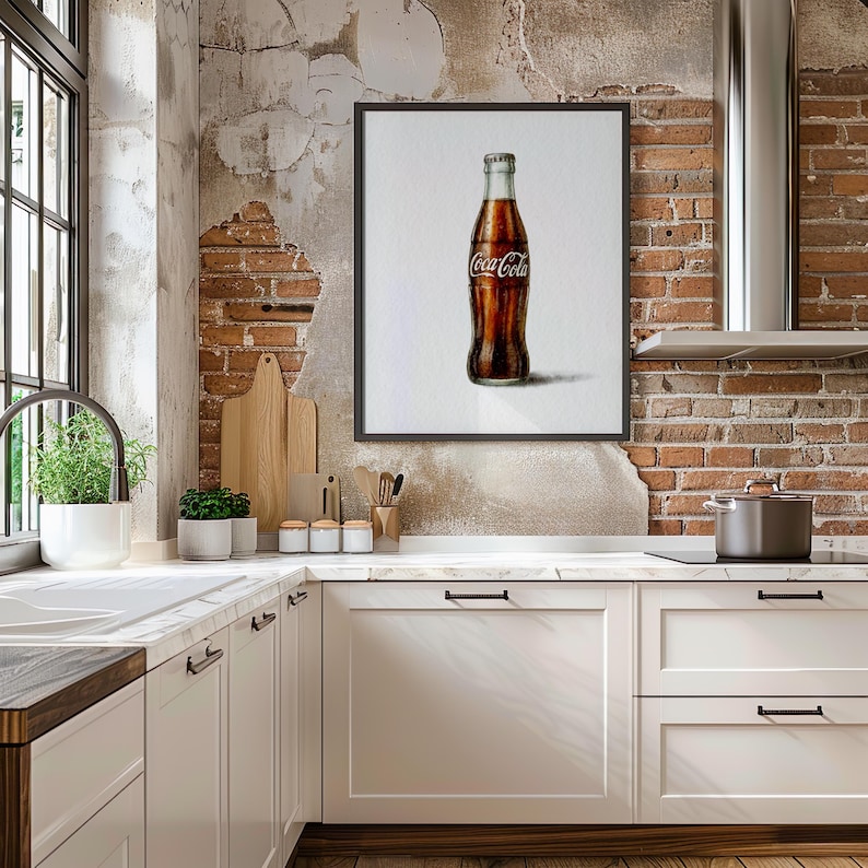Vintage Coca cola Bottle Art Print Retro Kitchen Decor digital andy-warhol-coca-cola