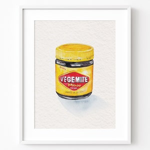 Vegemite print, Digital Print File, Watercolour Print, Home Decor, Art Print, Australian, Aussie Art