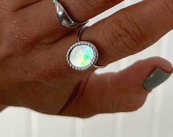 Opal silver ring