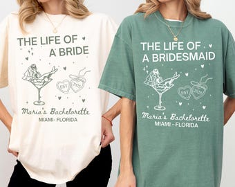 Personalized Bachelorette Party Shirt, The Life Of A Bride Tee, Custom Location Trip Shirt, Funny Bride Squad Gift, Party Gift For Bride