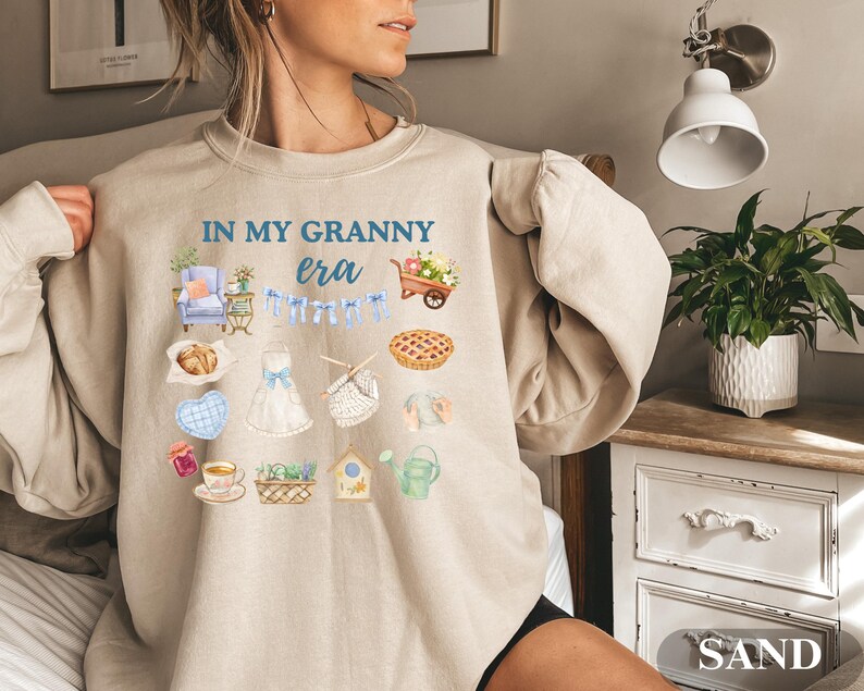 In My Granny Era Shirt, Comfort Colors® Cottagecore Tee Or Sweatshirt, Funny Homemaker Gift, Vintage Aesthetic Grandmacore Top image 4