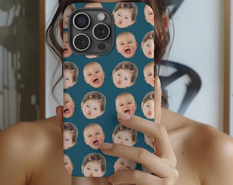 Custom Face Photo Phone Case, Personalized Baby Portrait Cover, Gift for Dad-Mom