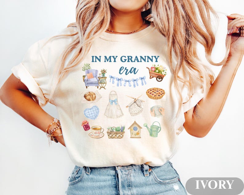 In My Granny Era Shirt, Comfort Colors® Cottagecore Tee Or Sweatshirt, Funny Homemaker Gift, Vintage Aesthetic Grandmacore Top image 2
